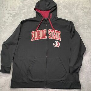 Florida State Seminoles Hoodie Men's 2X Big & Tall Black Zip Up Team Logo